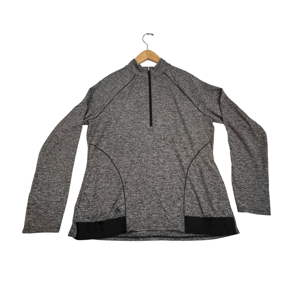 Adidas Golf Womens XL Gray Heathered Space Dye Quarter Zip Pullover Thumbholes